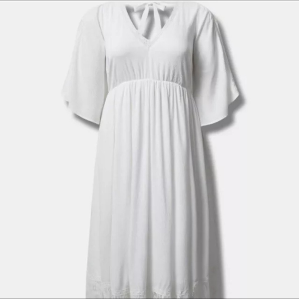 TORRID — SIZE 1 — NWOT — Festi Mixed Lace Washable Gauze Maxi Dress White